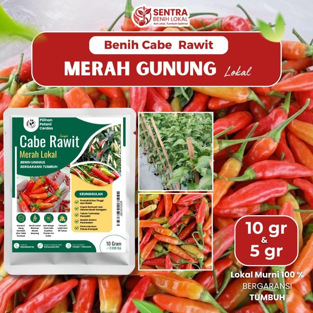 Benih Cabai Rawit Merah Lokal Super Pedas - Unggul & Berbuah Lebat (5g/10g)