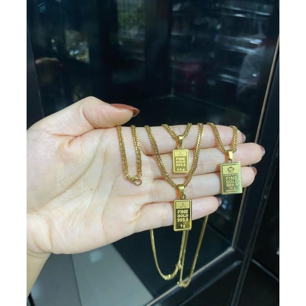 kalung titanium fine gold panjang 60cm