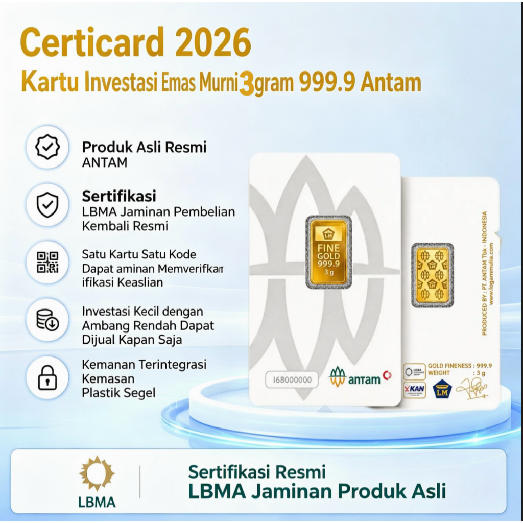 Antam Logam Mulia Emas Antam 3 Gram Emas Logam Mulia Antam3 Gram