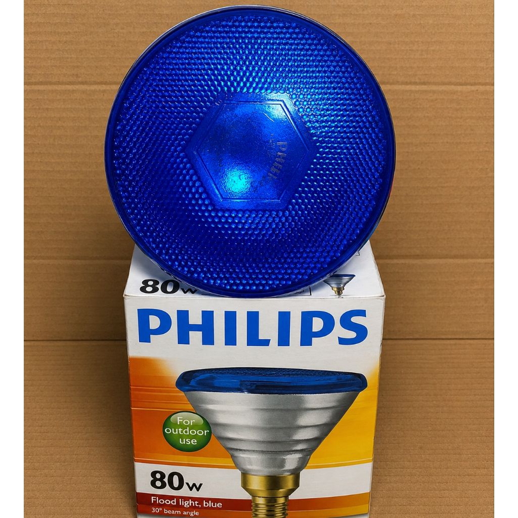 LAMPU SOROT PHILIPS PAR38 80W FLOOD LIGHT E27 80 WATT BIRU