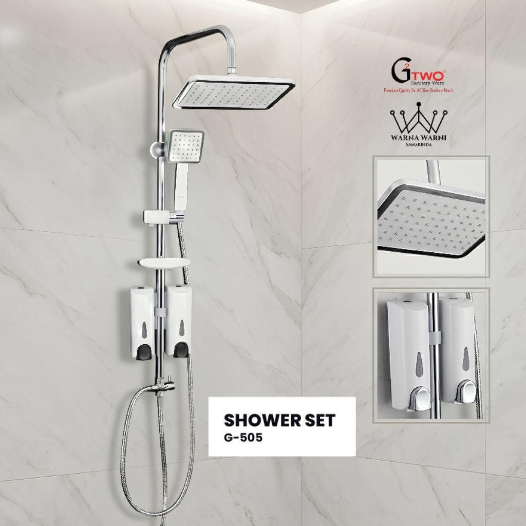 Shower Tiang GTWO 505 White + Tempat Sabun