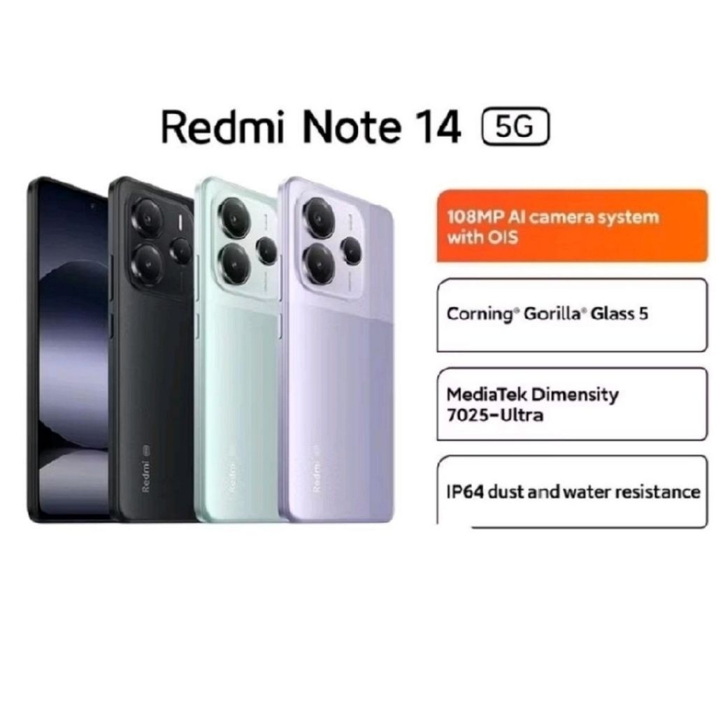 HP XIAOMI REDMI NOTE 14 5G 8/256 GB - REDMI NOTE 14 5G RAM 8GB ROM 256 GB GARANSI RESMI