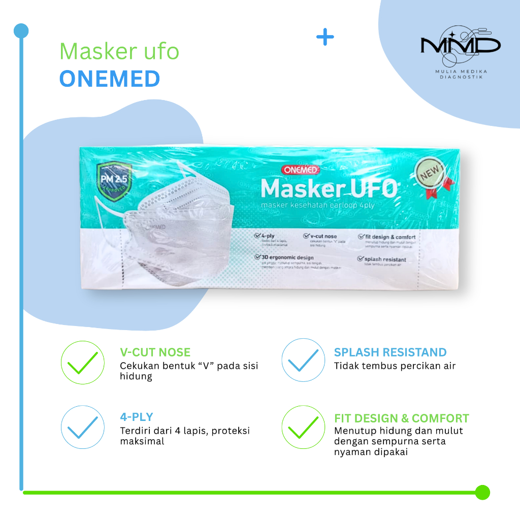 OneMed Masker UFO Putih / Masker UFO 3D 4Ply / Masker UFO 1 Box isi 20pcs