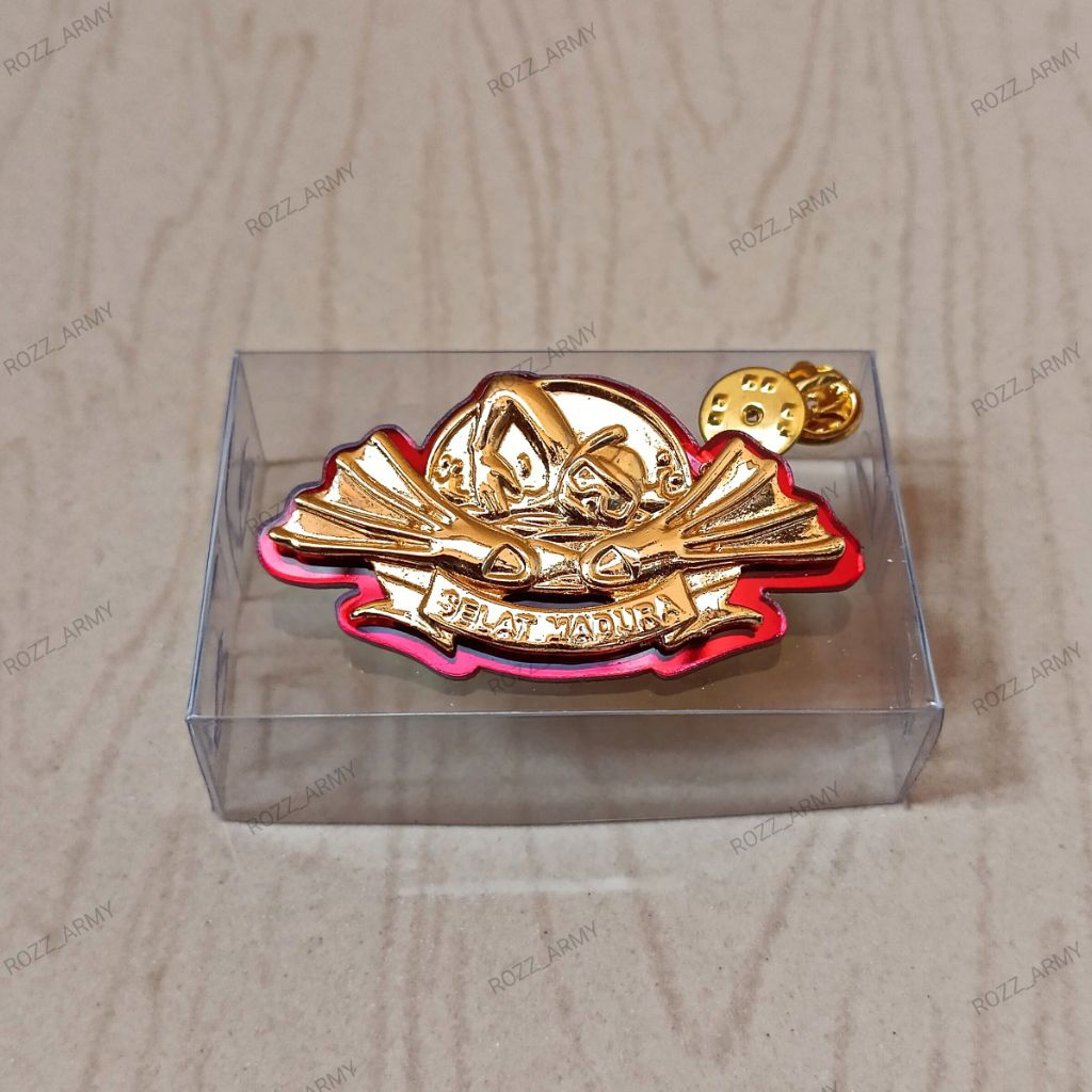pin selat madura kancing paku logam gold akrilic