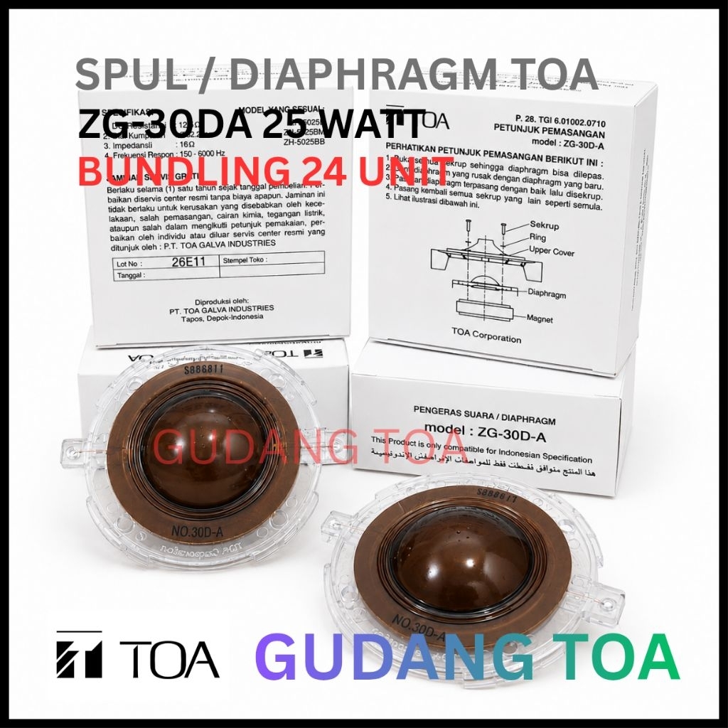 24 UNIT SPUL MEMBRAN TOA ZG-30DA SPUL CORONG SPEAKER TOA 25 WATT ZG 30