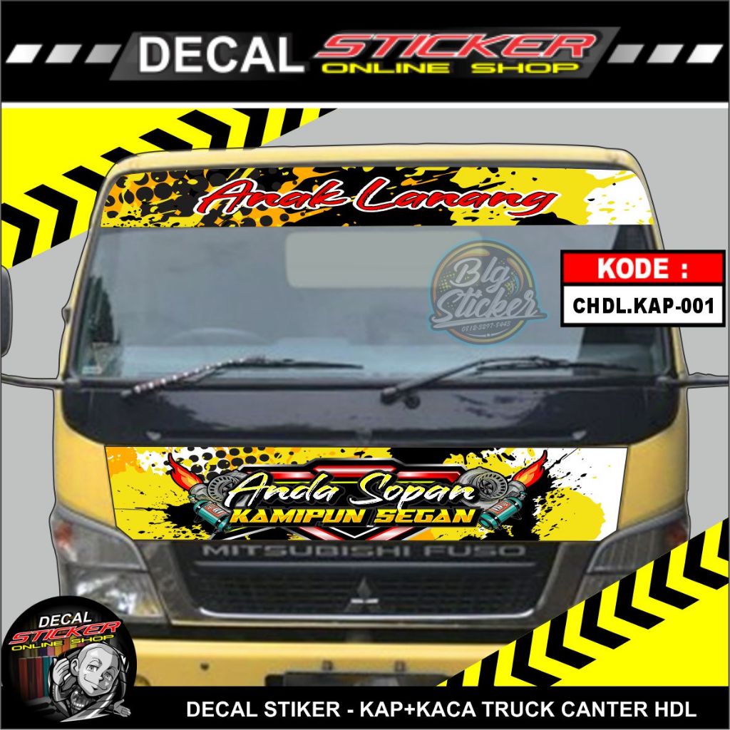 STIKER MOBIL TRUCK CANTER HDL DECAL PRINT STICKER KAP + KACA DEPAN VARIASI KARAKTER ANIME