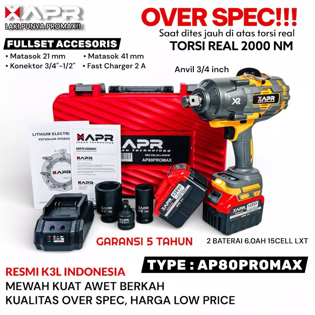 APR JAPAN RAJA Impact Wrench Xtra Jumbo 3/4inch type AP80 promax 2000NM UP TO 3000NM garansi resmi A