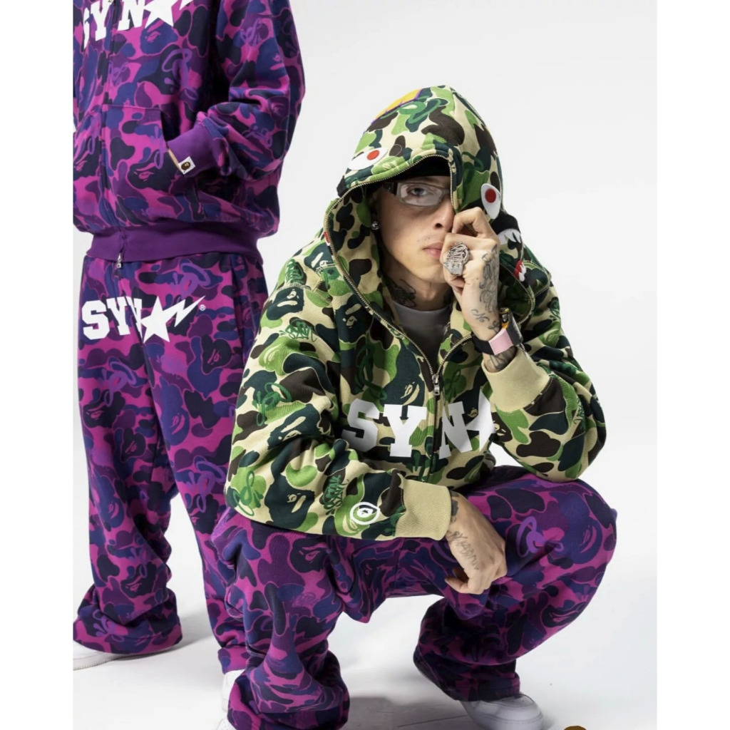 BAPE x SPOTIFY by CENTRAL CEE - ALL COLLECTION - SHARK FULL ZIP HOODIE/ APE HEAD RELAXED FIT TEE / B