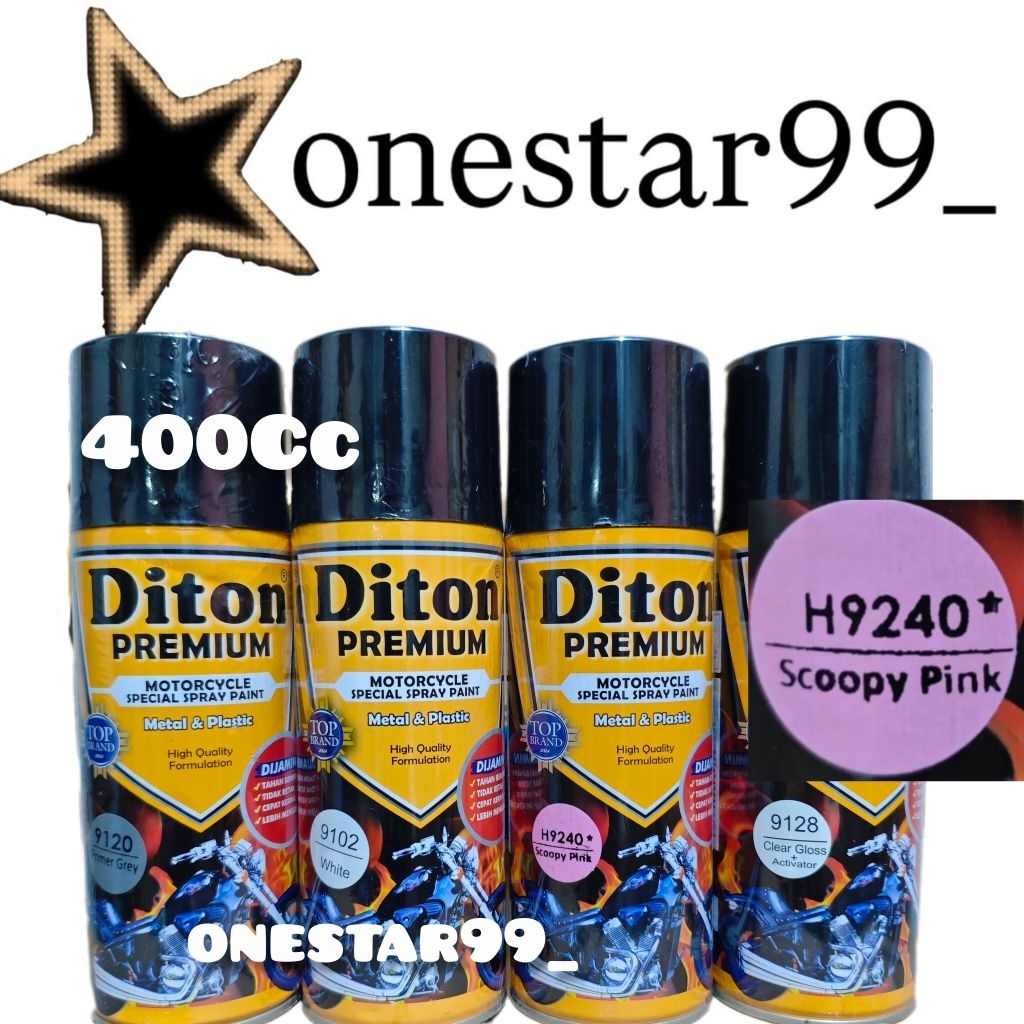 Pilok Pilox Pylox Cat Diton Premium Paket 4 Kaleng Scoopy Pink H 9240 Ping White 9102 Putih Primer G