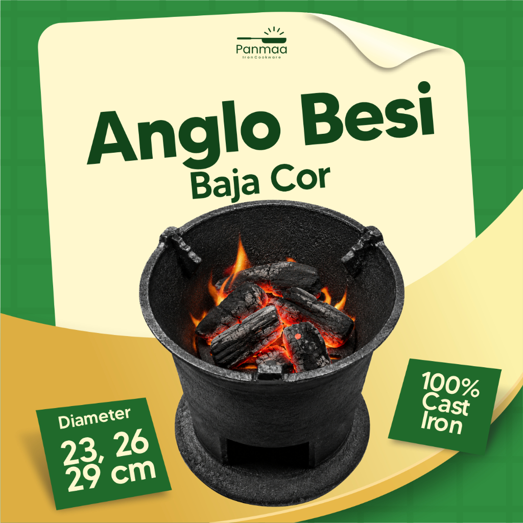 Anglo Besi Baja Cor Tebal / Anglo Tradisional Besi Cor Size 23, 26, 29 cm