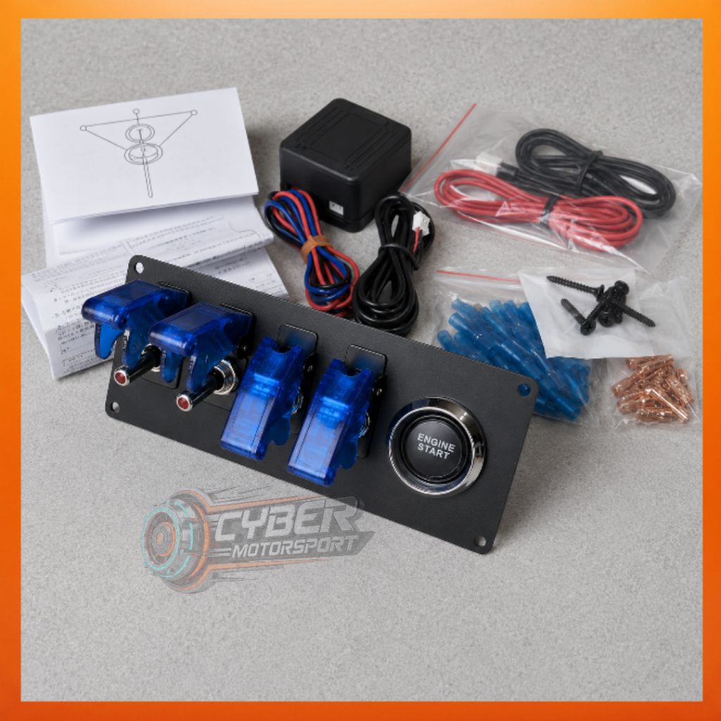 Engine Start universal ignition switch start button black & carbon. Tombol dan switch starter drag r
