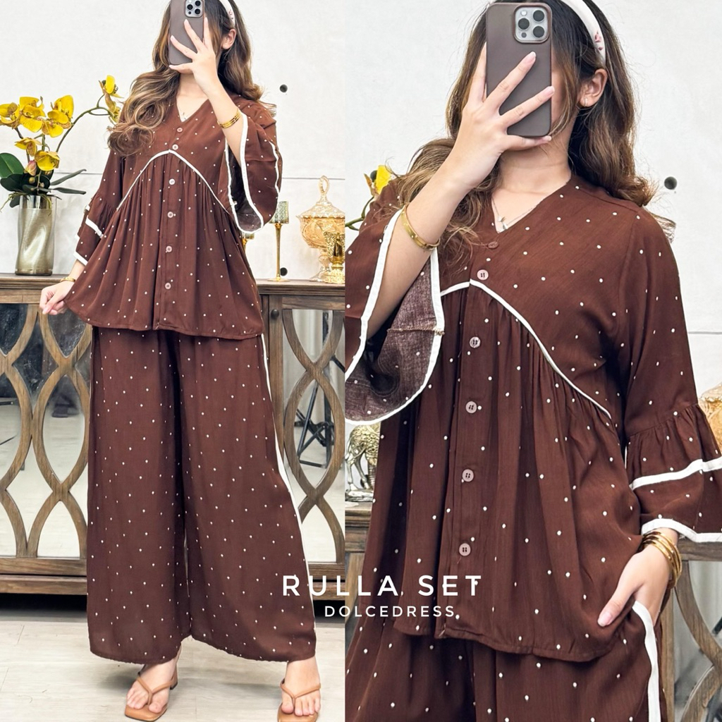 Daster Arab Dolce RULLA Setelan Celana One Set Rayon Original