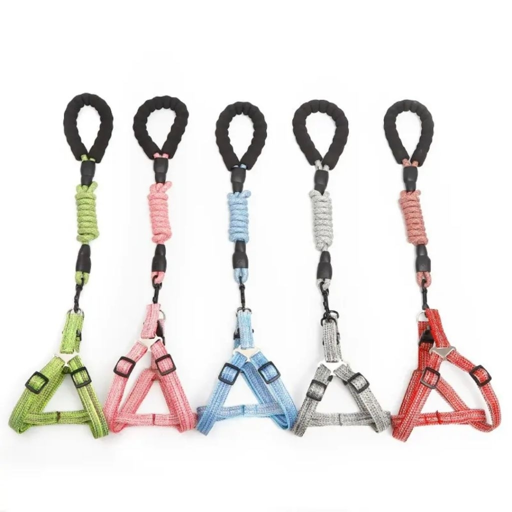 Harness Leash Anjing Linen Tali Tuntun Body Harness Kuat Nyaman