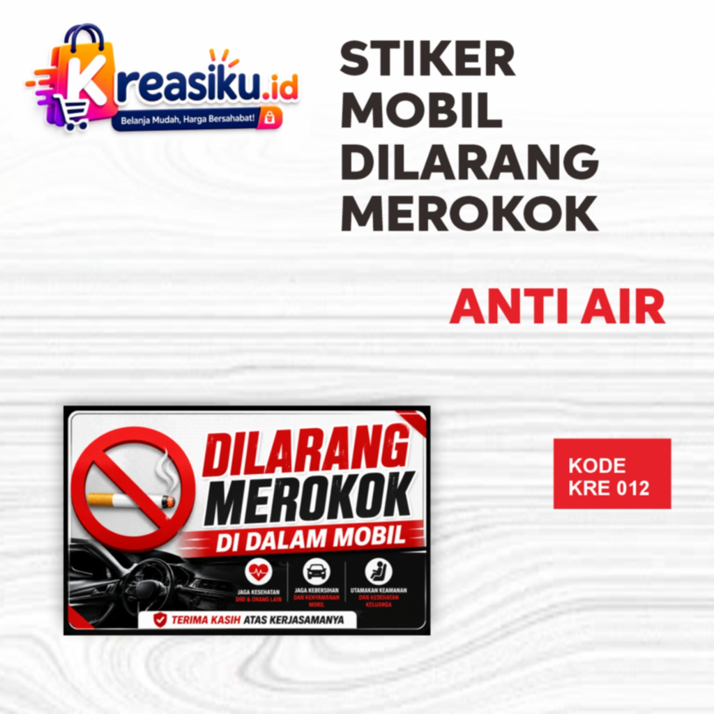STICKER MOBIL DILARANG MEROKOK ANTI AIR