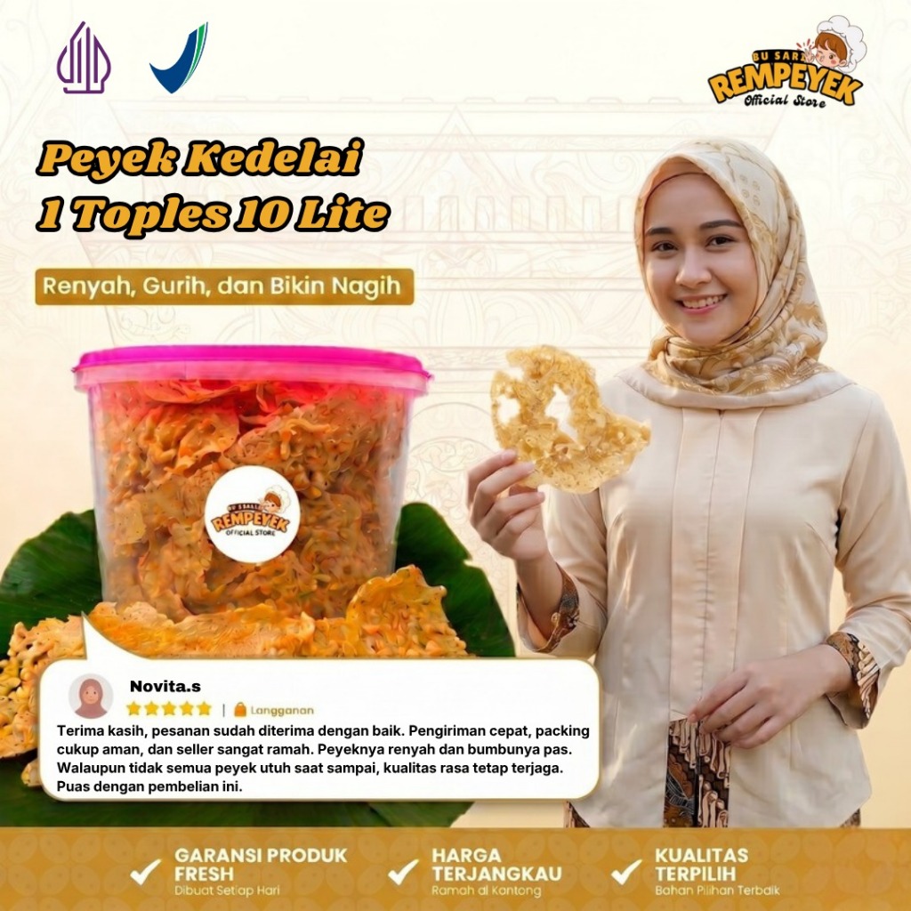 Peyek 1Kg Kedelai Toples 10 Liter Spesial Gurih Dan Renyah Rempeyek Official Store