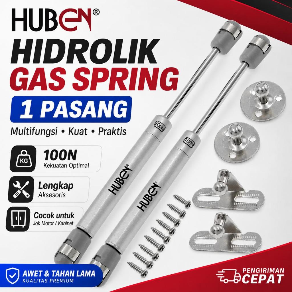 Huben Gas Spring Hidrolik Jok Motor Otomatis Isi 2 Pcs Shock Pembuka Pintu Kabinet Lemari Huben Orig