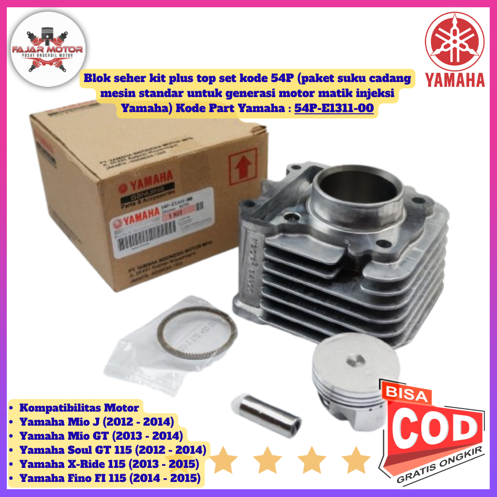 Blok Seher KIT Mio J / GT Original Premium - CYLINDER COMP Yamaha FINO 115 + topset 54P