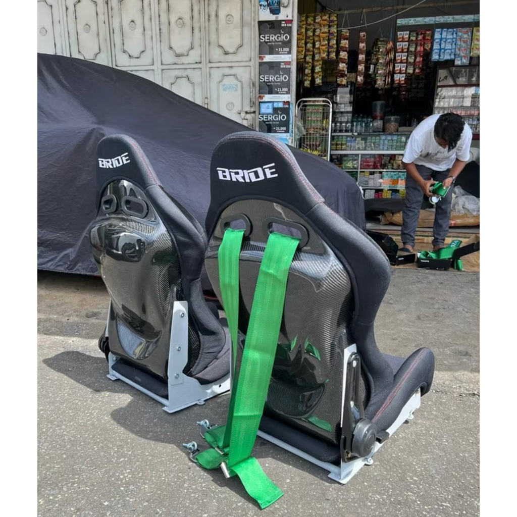 Jok racing bride lowmax carbon kevlar bahan mesh hitam universal