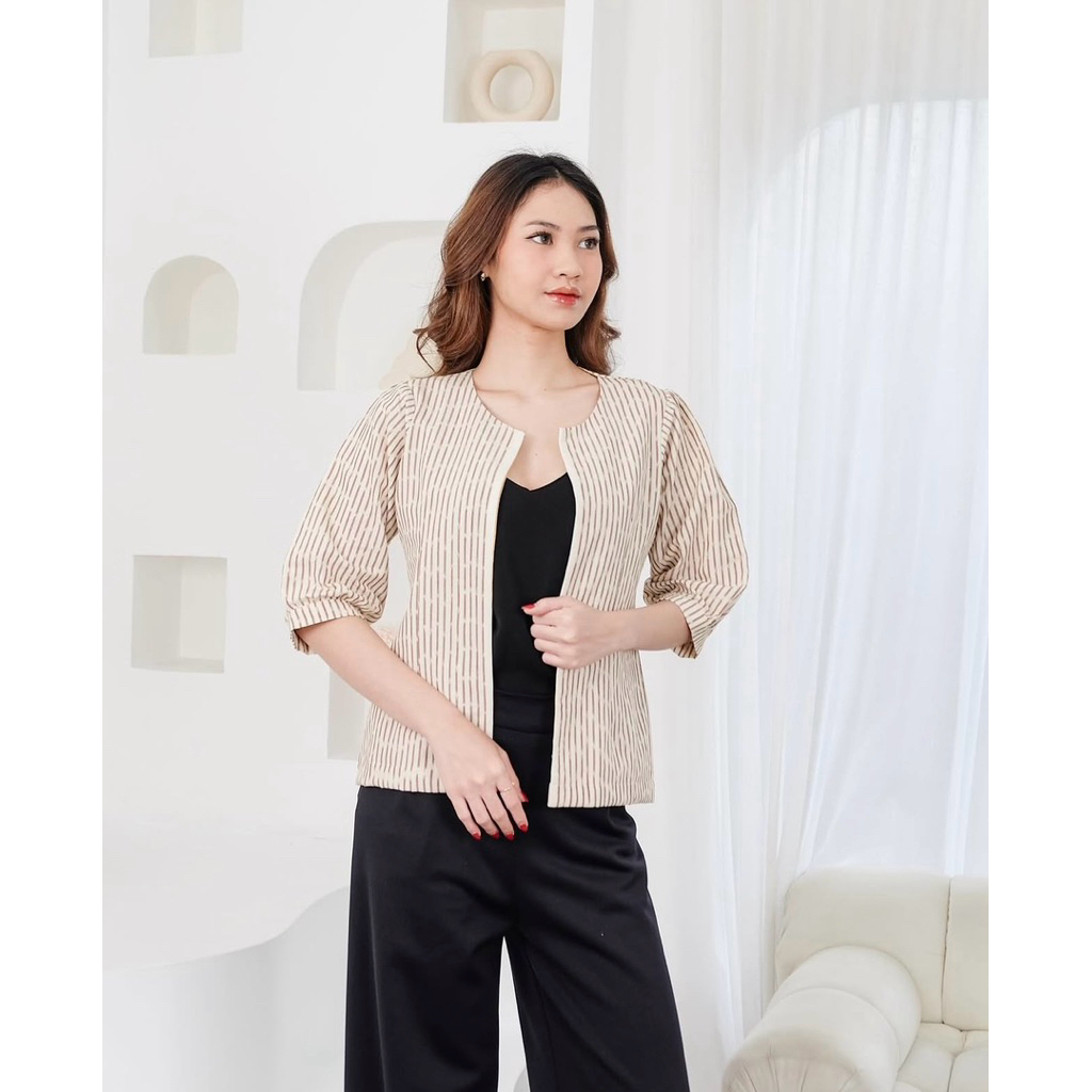 Fashion tenun / Talita Outer Tenun Endek / Jas wanita / Blazer / Cardigan