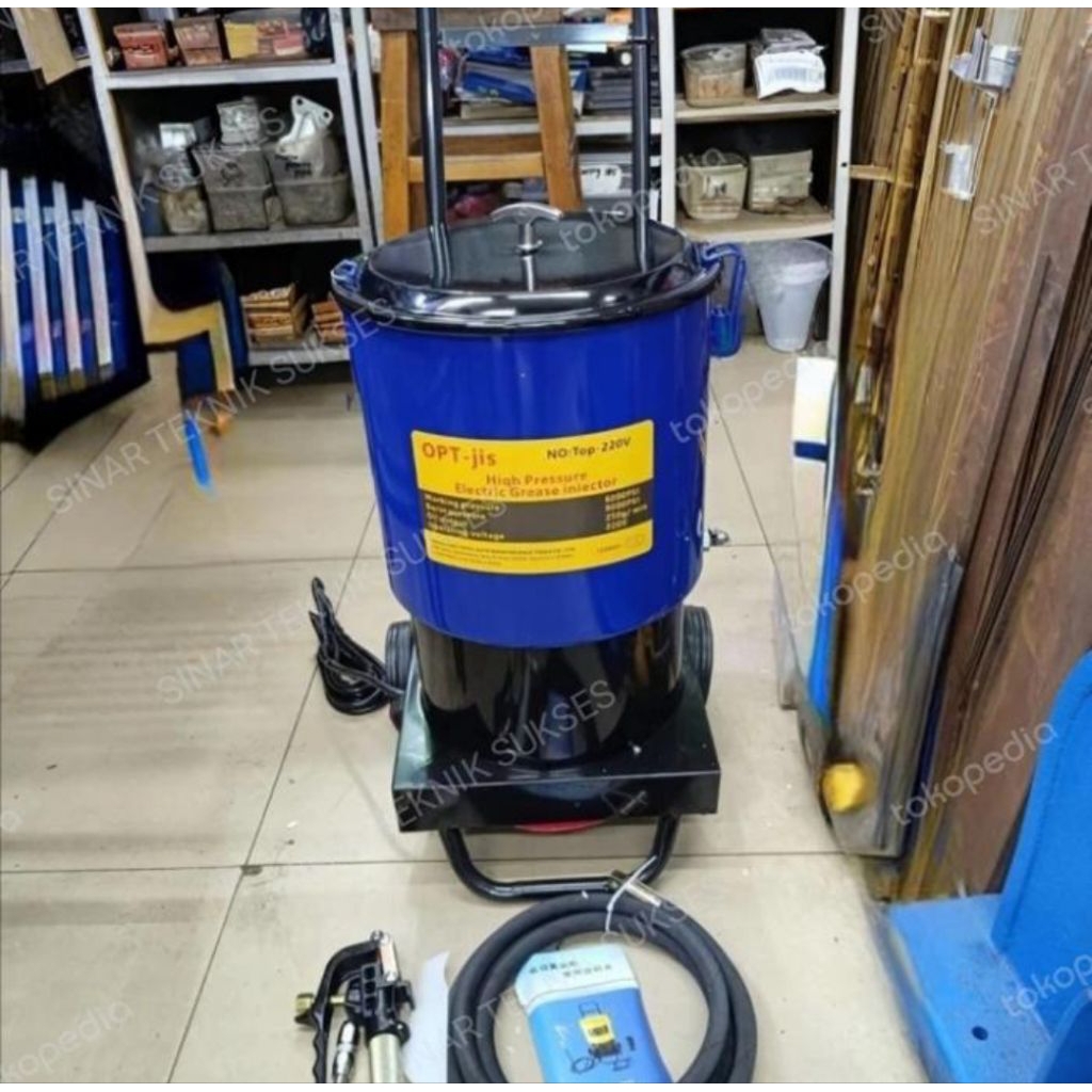Pompa Gemuk Electric OPT-JIS 15 Liter | Grease Pump 220V Drum Kecil Bengkel