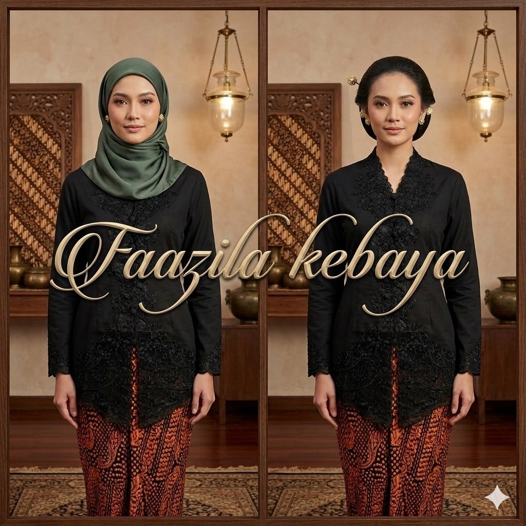 KEBAYA ENCIM BORDIR SENADA LENGAN PANJANG PREMIUM HITAM