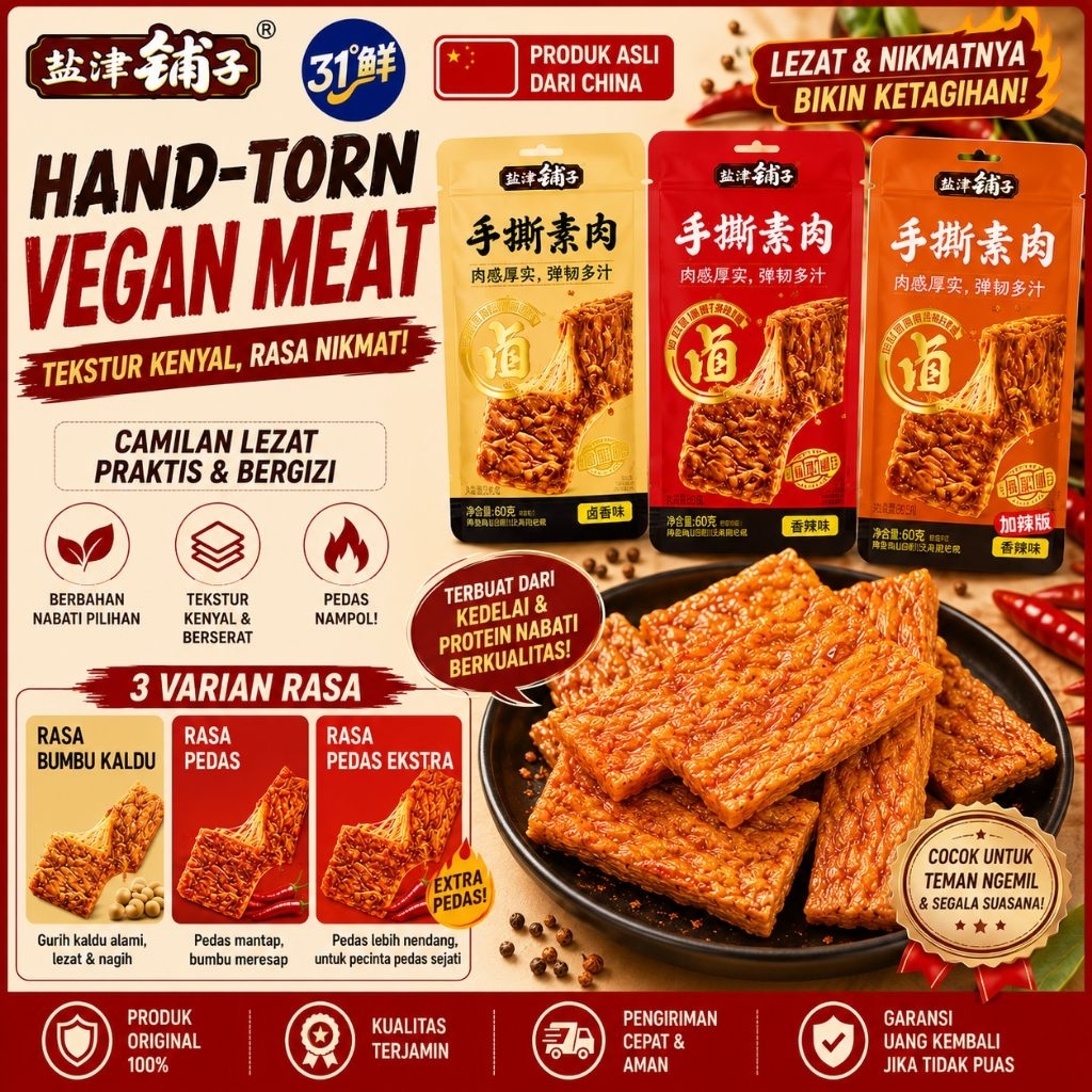 YANJINPUZI Vegan Meat Snack Camilan Daging vegan dari Kedelai