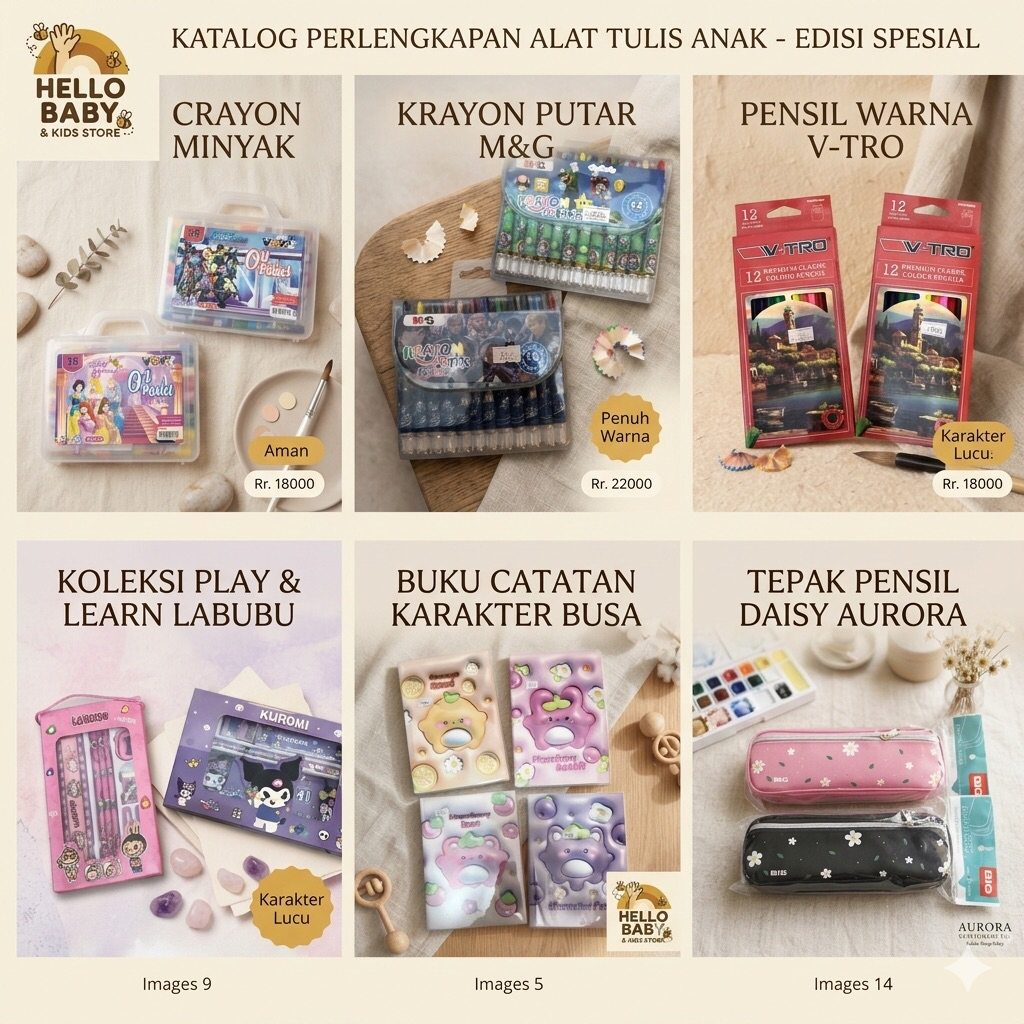 Perlengkapan Alat Tulis Anak Sekolah | Alat Belajar Sekolah Buku Tulis Warnaan Kotak Pensil Buku