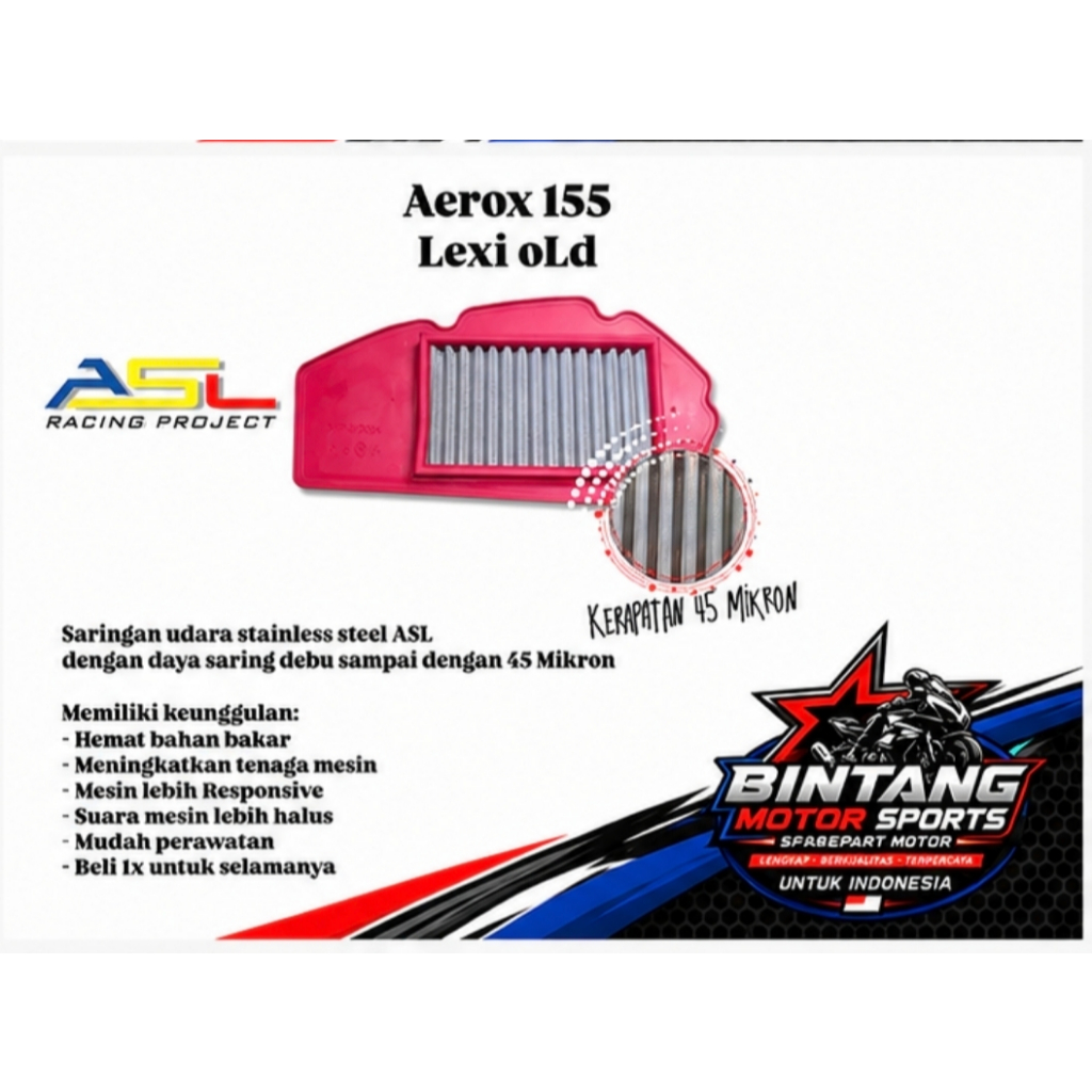 ASL Filter Udara Stainless Motor Aerox Lexi Old 155