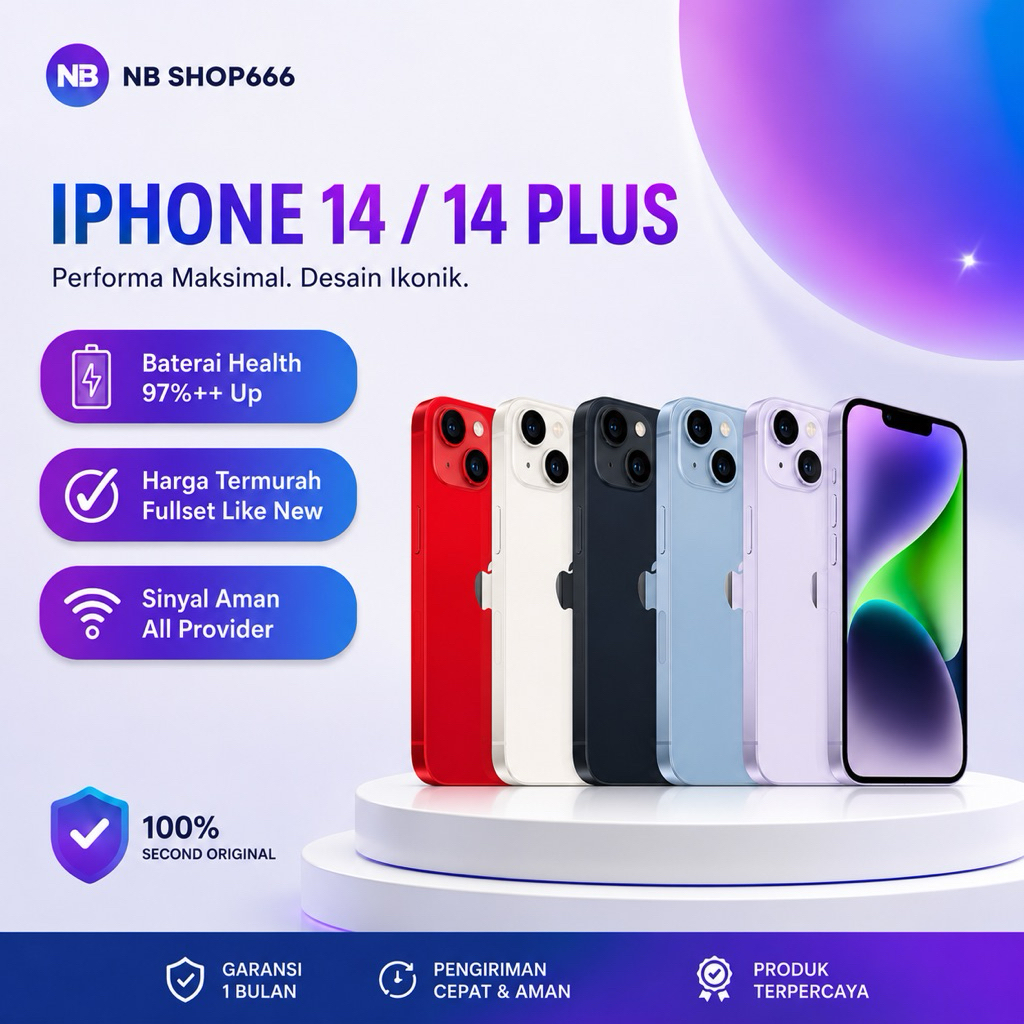 nbshop iPhone 14 / 14 plus second like new original 100% mulus
