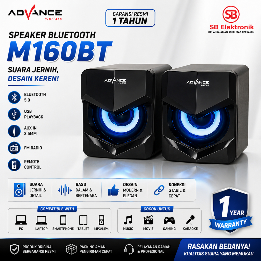 SPEAKER ADVANCE M160BT (BLUETOOTH, USB, SD CARD, LED DISPLAY, RADIO FM)