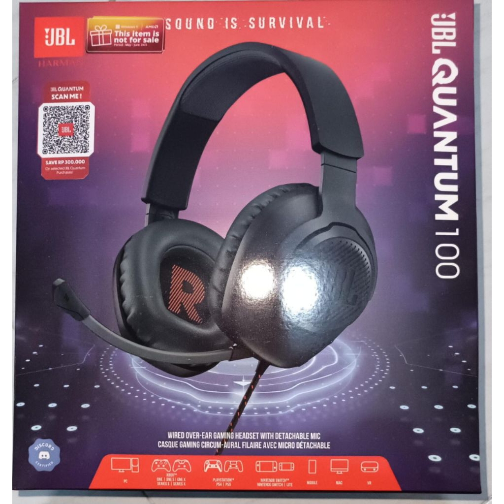 JBL QUANTUM 100 GAMING HEADPHONES