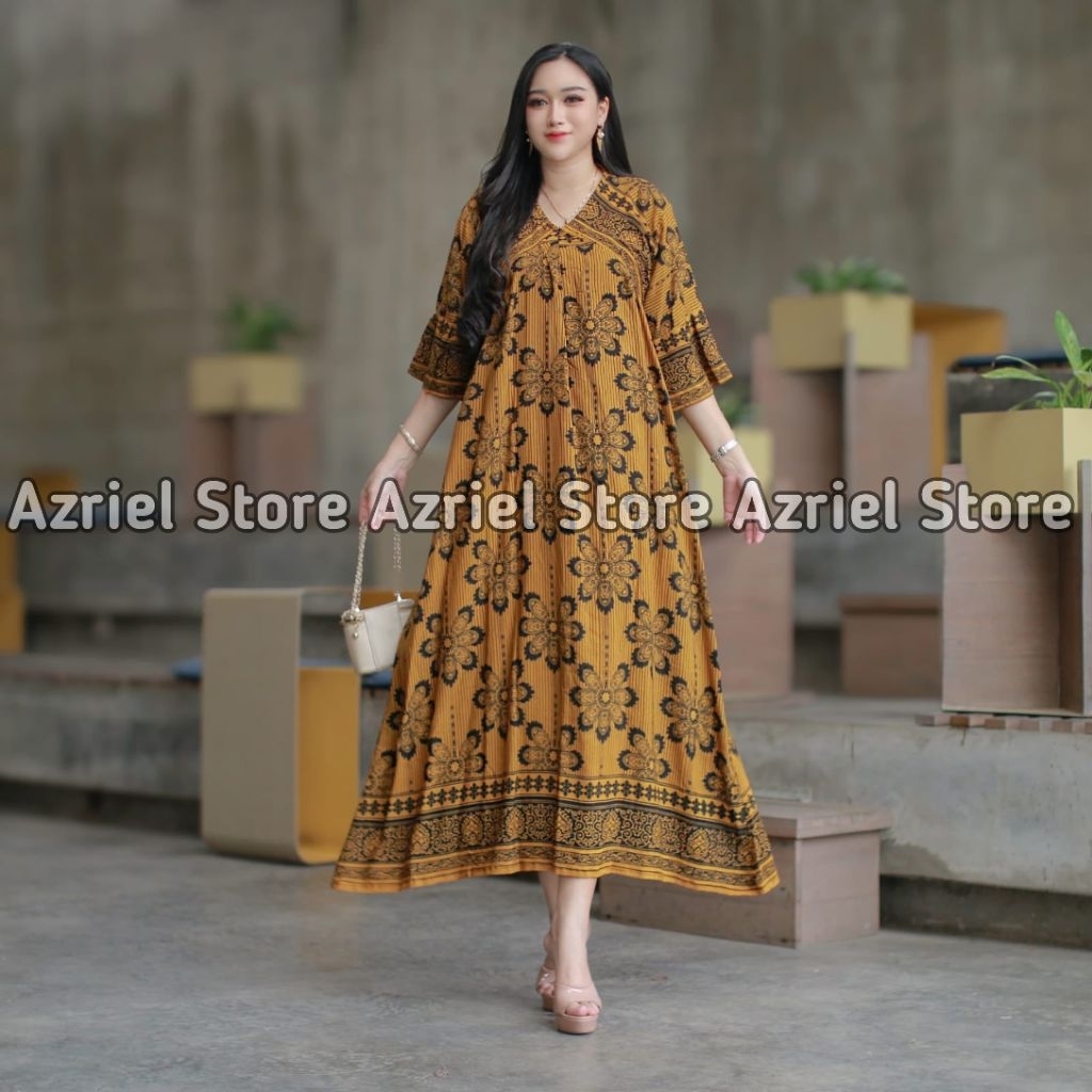 DRESS BILQIS Bahan Rayon Premium Busui Resleting Depan Friendly
