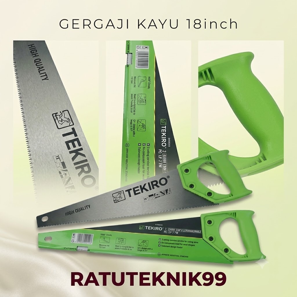 Tekiro gergaji kayu/gergaji tangan gagang plastik 18"