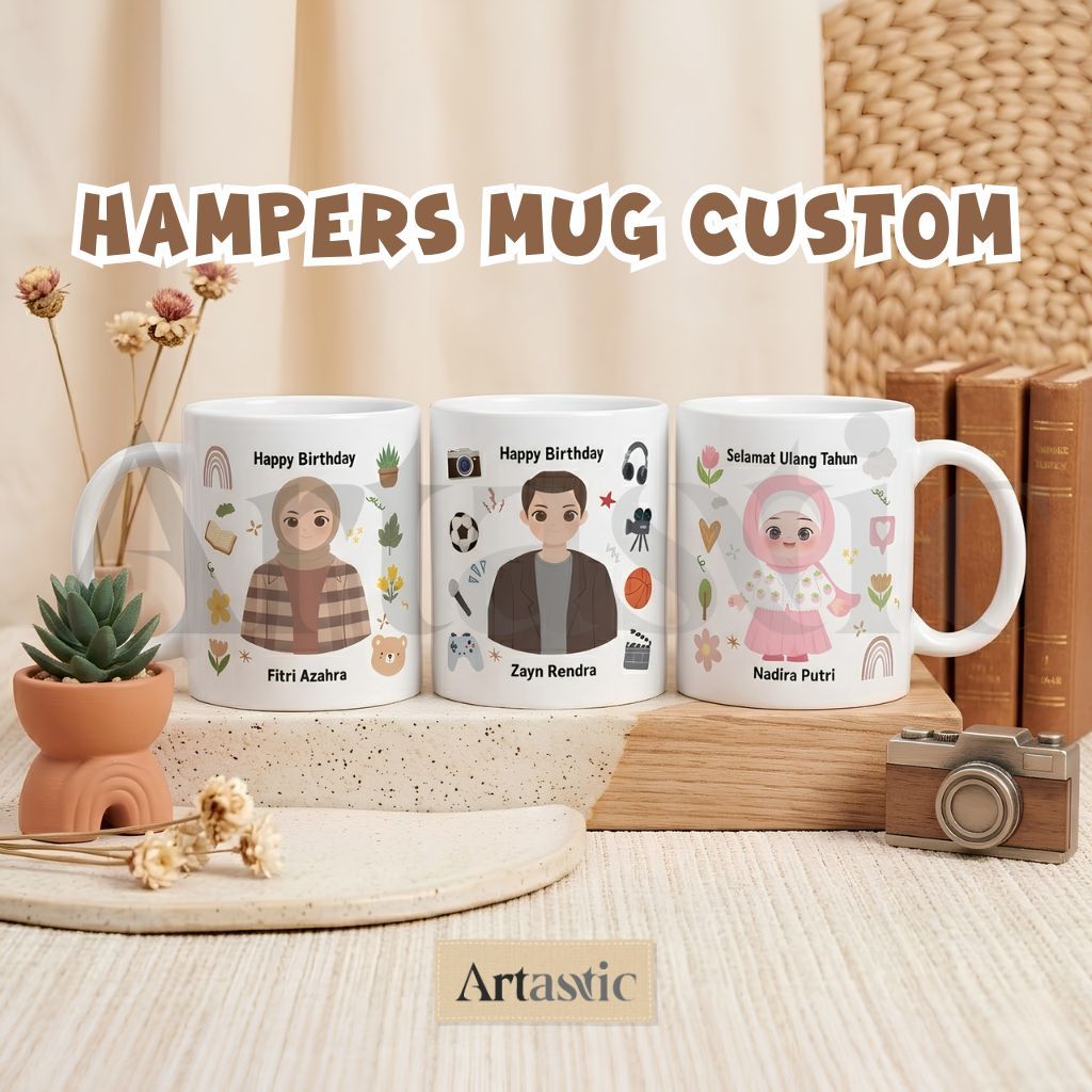 Hampers Mug Custom Ulang Tahun | Hampers Mug Custom | Custom Mug Karakter | Hampers Ulang Tahun