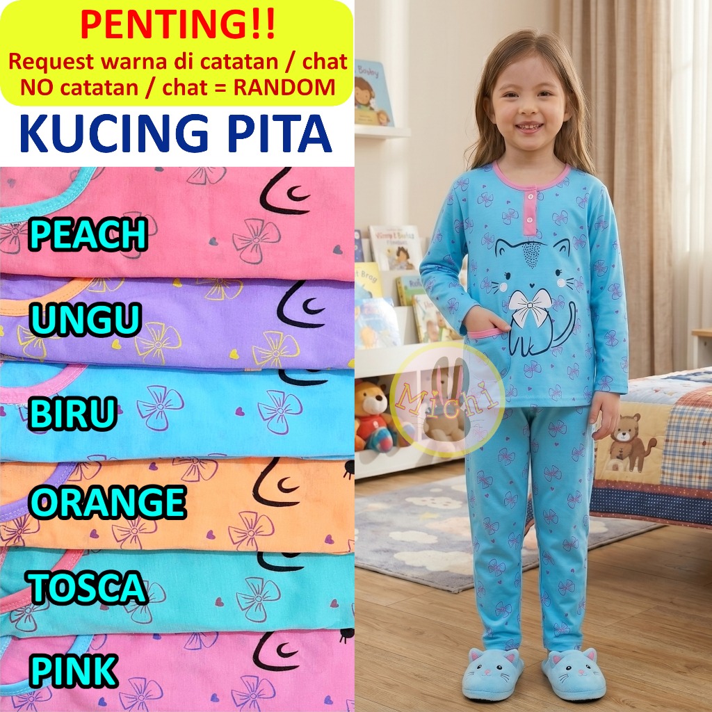 Clover Baju Tidur PP Anak Perempuan Umur 3 Sampai 9 Tahun