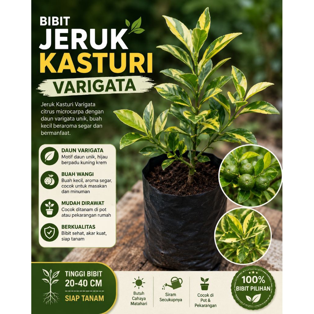 Bibit Jeruk Kasturi Varigata/ Bibit jeruk Kasturi Varigata Siap tanam/ Bibit jeruk Kasturi Varigata 