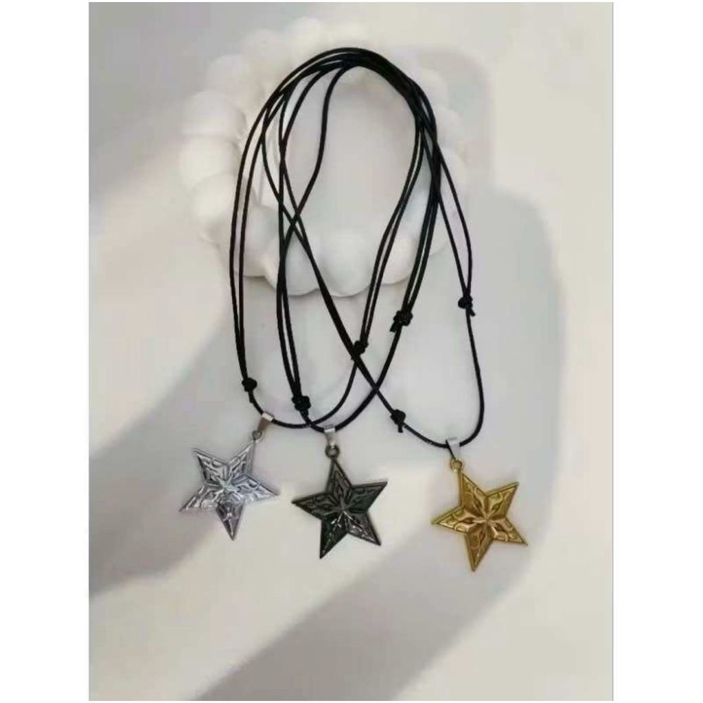 KALUNG TALI HITAM LIONTIN BINTANG TERLARIS UNTUK PRIA DAN WANITA