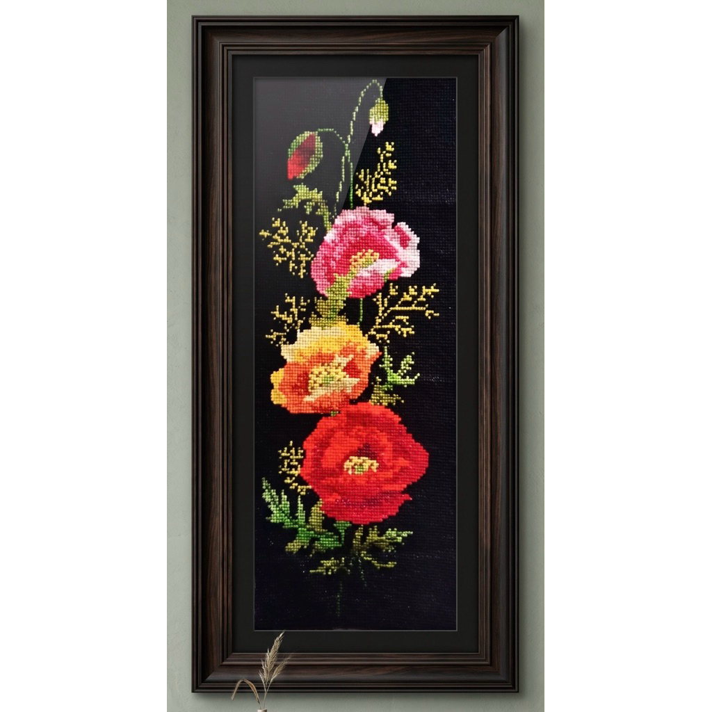 KRISTIK BUNGA FLORAL HANDMADE | 1 lembar hasil kristik jadi ukuran 40 x 80 cm (tanpa bingkai)