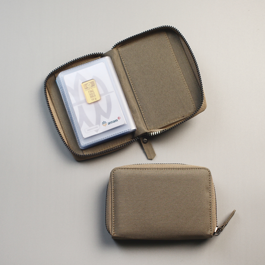 Dompet Card Holder Wallet Mini Resleting Tempat Kartu Atm Emas Antam 24 Slot Dompet Logam Mulia Albu