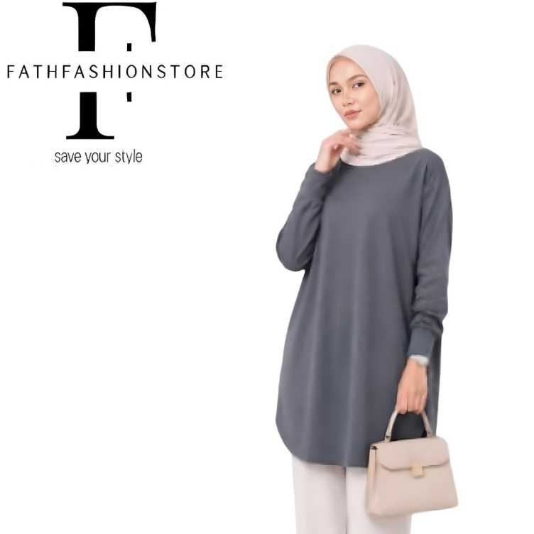 Kaos Tunik Wanita Lengan Panjang Oversize Jumbo Oval | Blouse Muslim | Atasan Oversize Jumbo