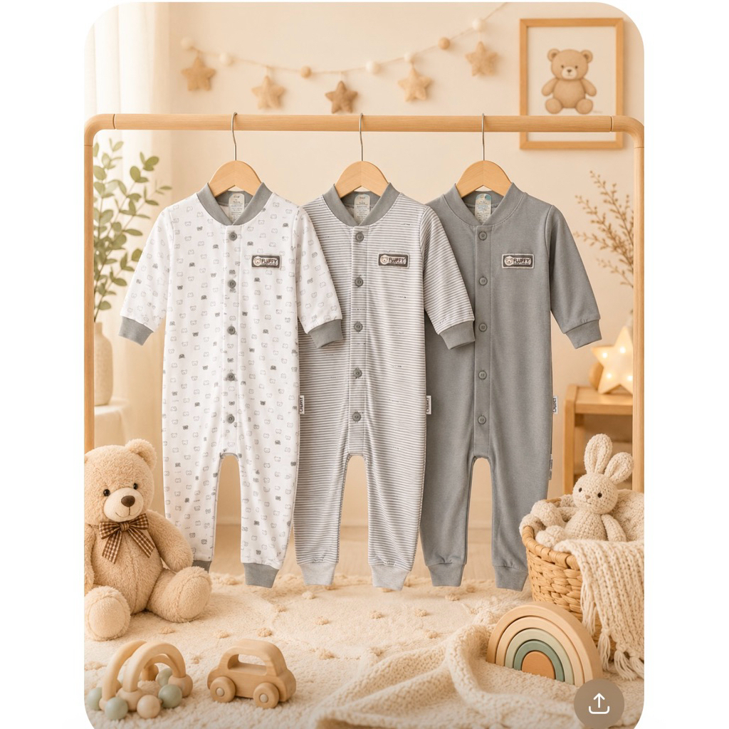 FLUFFY sleepsuit bayi newborn merk fluffy fluffy baby wear baju bayi fluffy UKURAN S