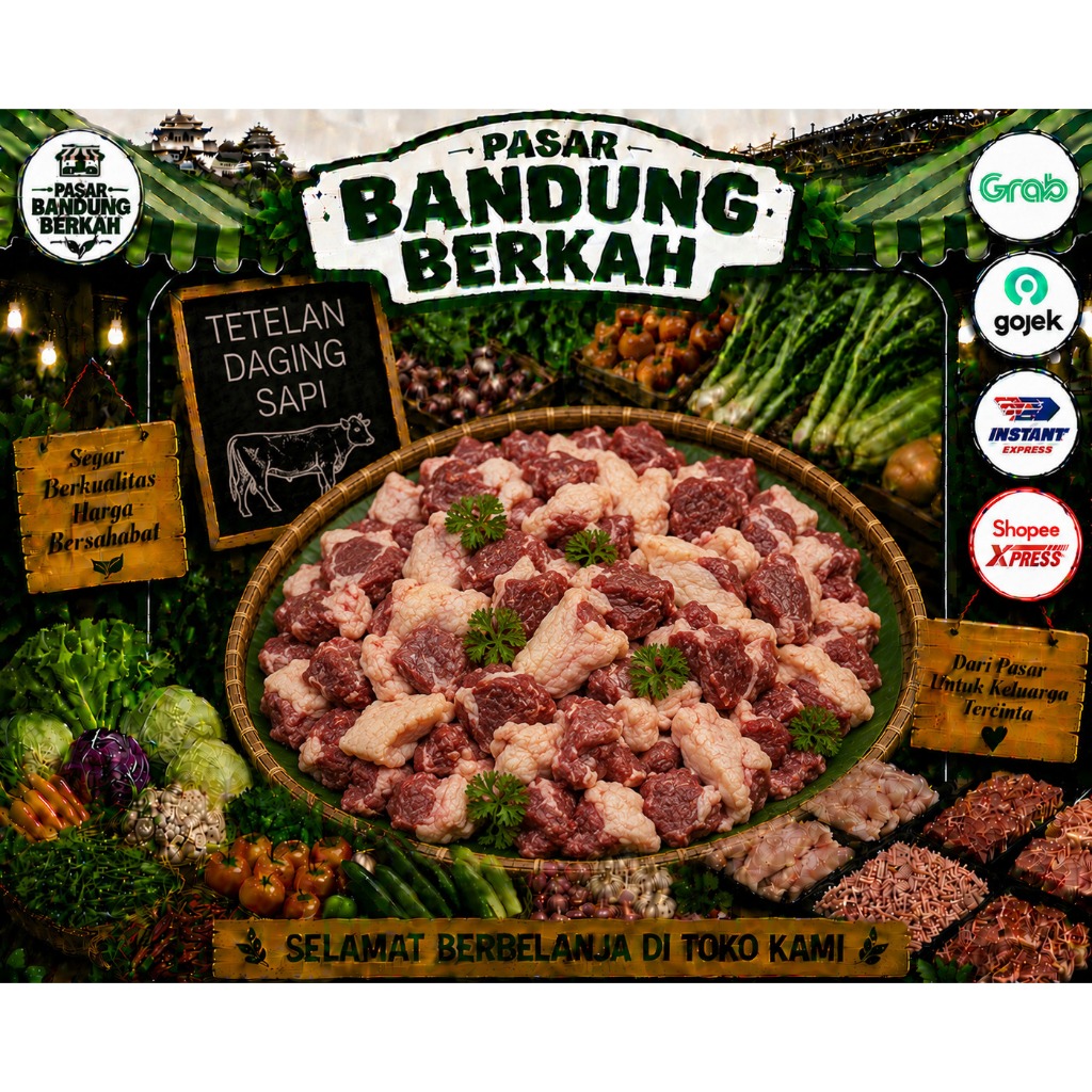 tetelan Daging Sapi 500 gr Pasar Bandung Berkah