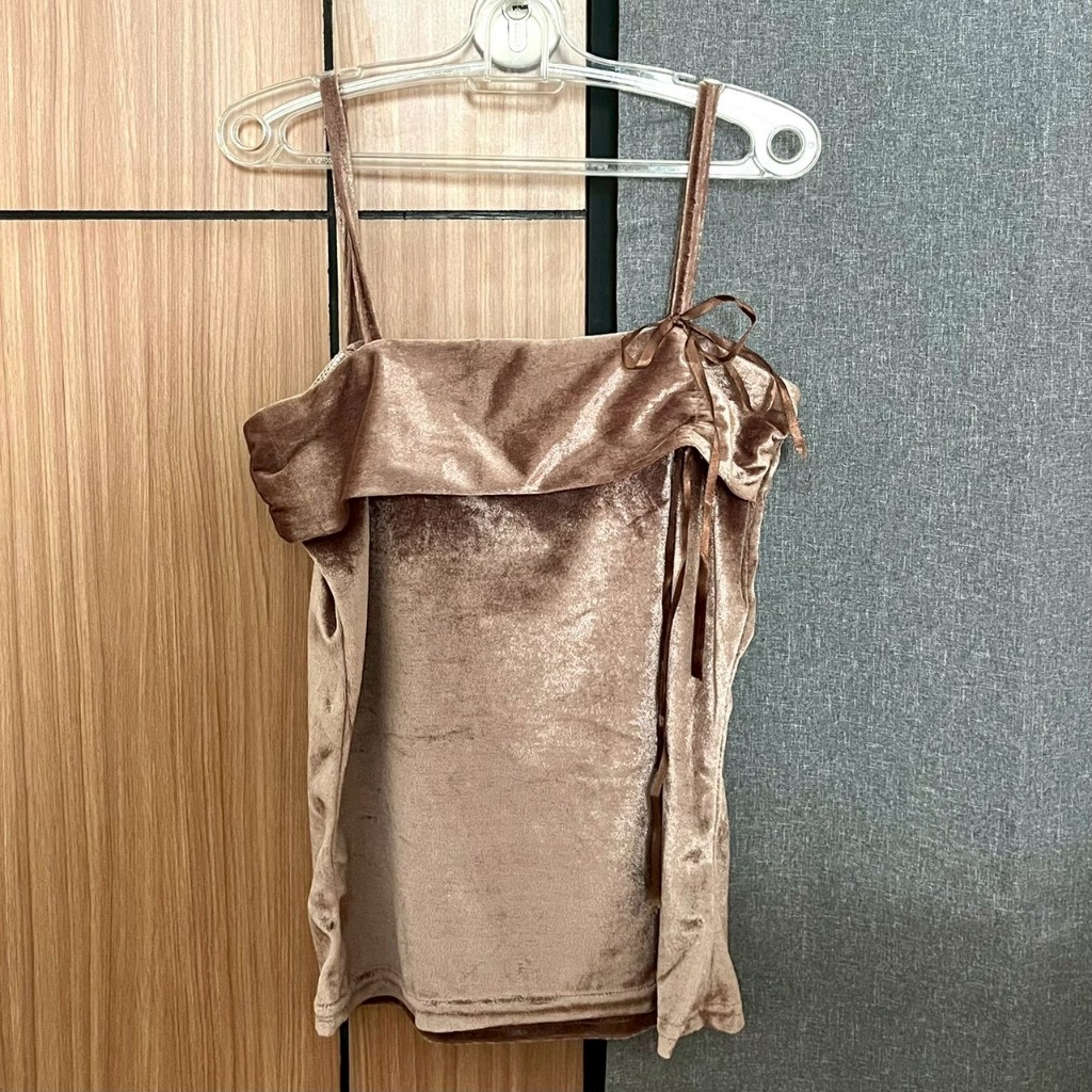 Tank Top Coklat Beludru/Velvet