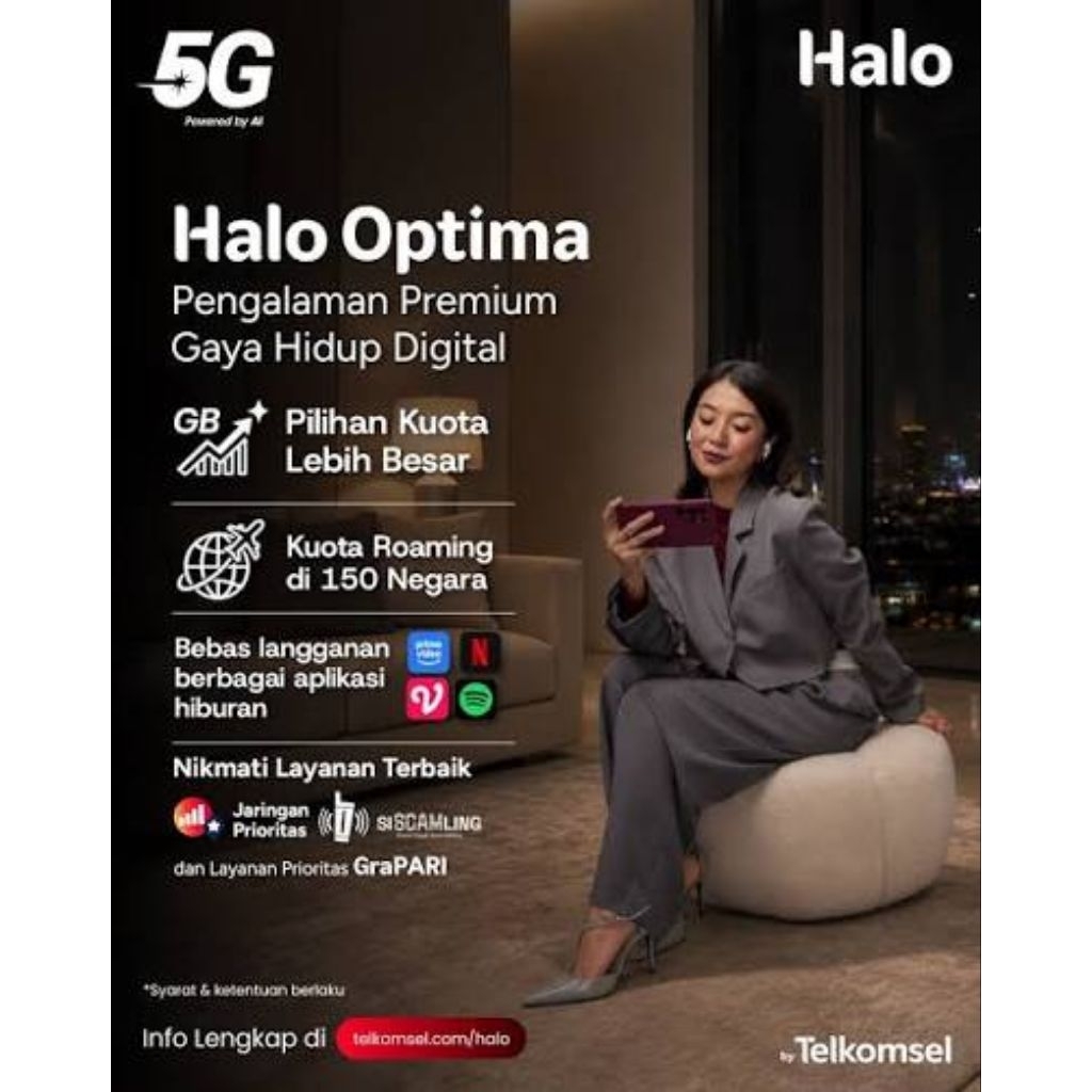 TELKOMSEL HALO OPTIMA 70GB | RESMI TELKOMSEL | KUOTA MURAH