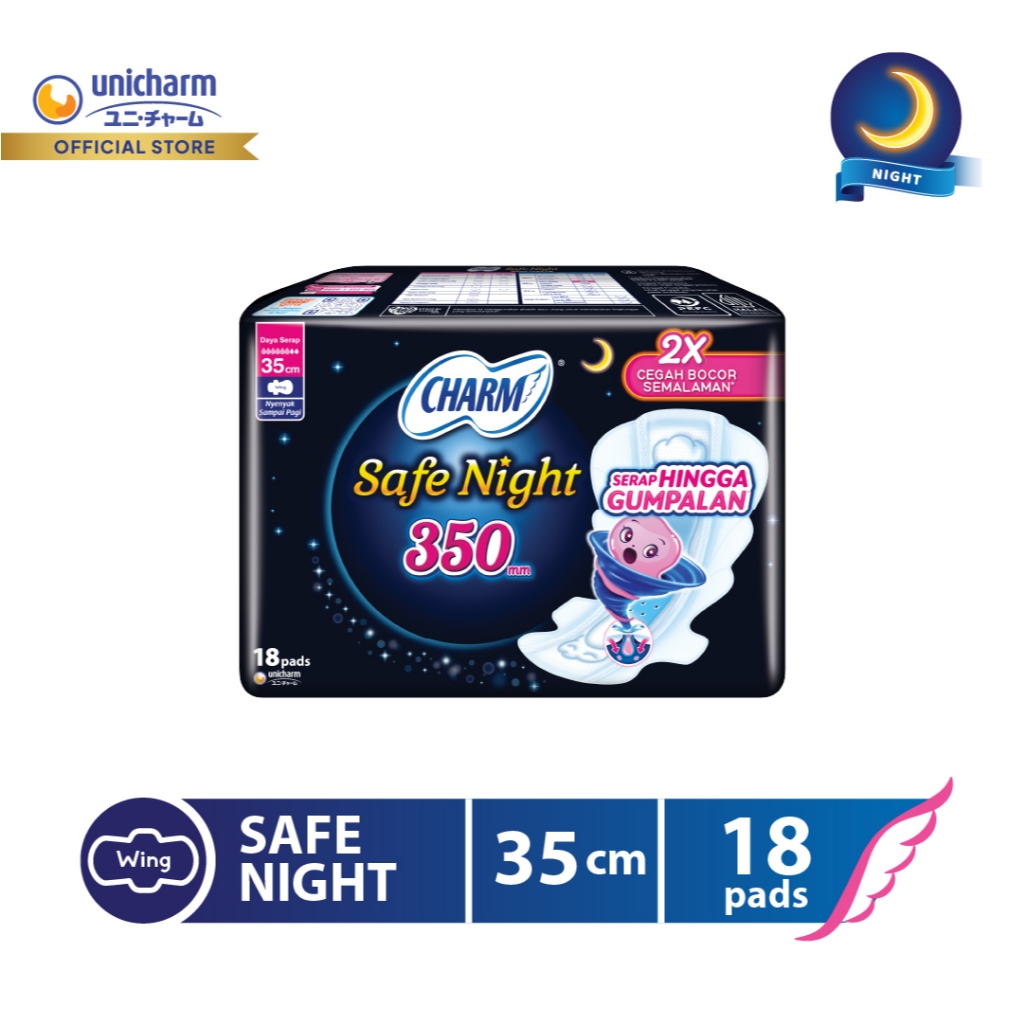 Charm Pembalut Safe Night 35cm Wing 18 pads