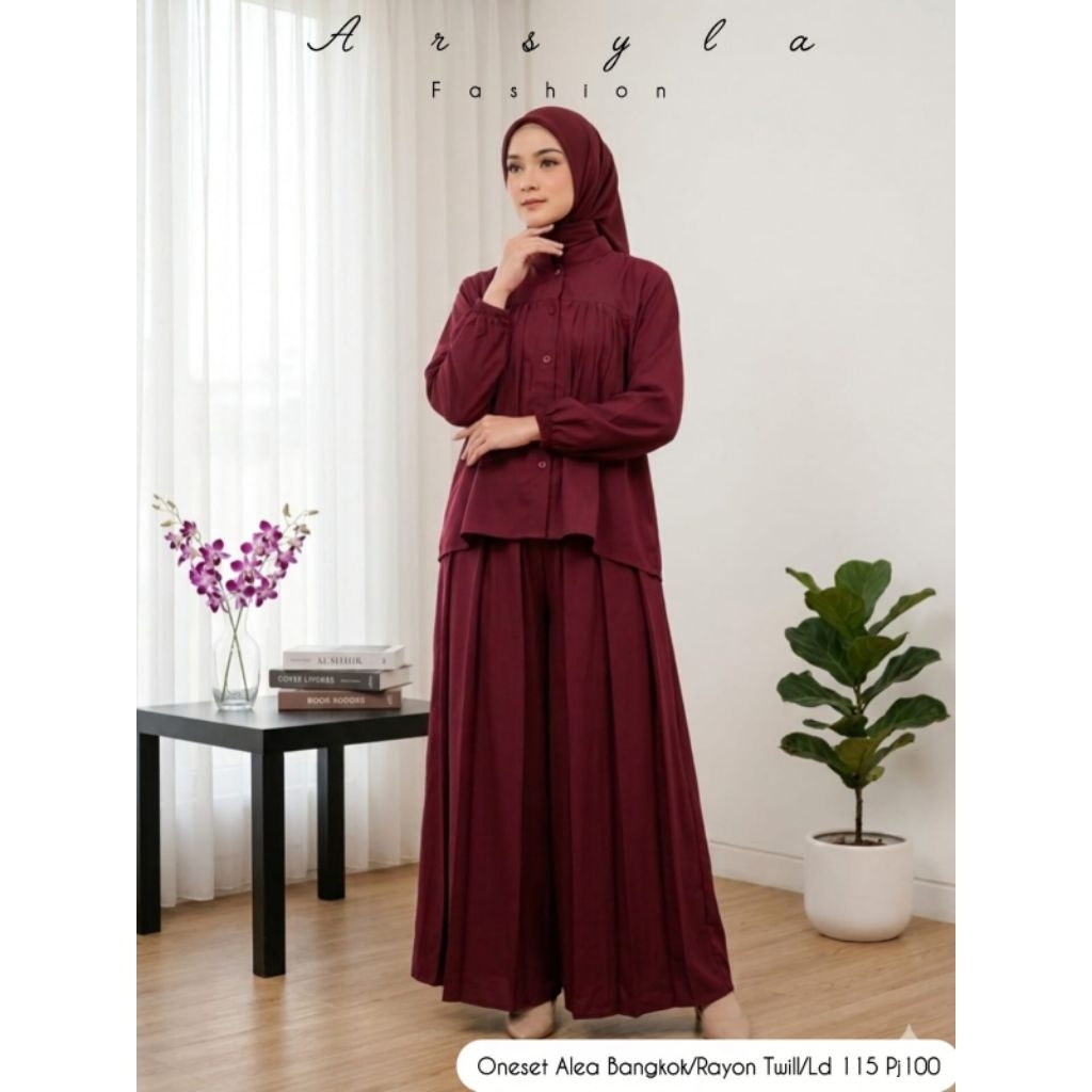 Setelan/Oneset/Setcel Rayon Twill Motif Polos Arsyla Fashion