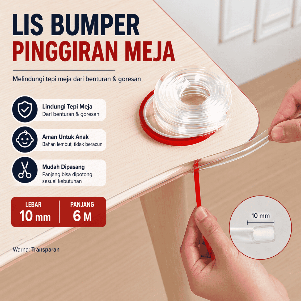 Karet Siku Pelindung Sudut Meja Lis Strip Bumper