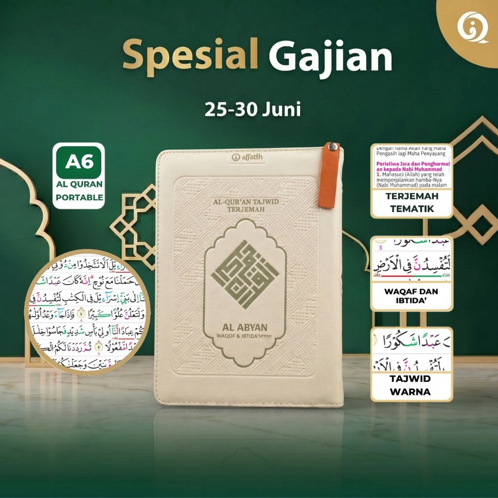 Al-Quran Terjemah Tematik Tajwid Warna Rasm Utsmani Waqof Ibtida AL ABYAN Jaket A6