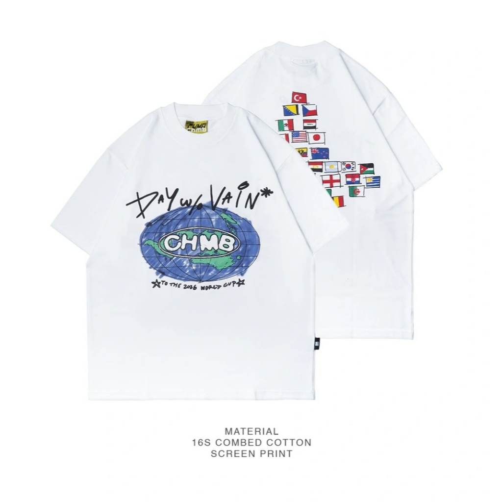 Tshirt Chambredelavain - Worldflag White Oversize Original Kaos