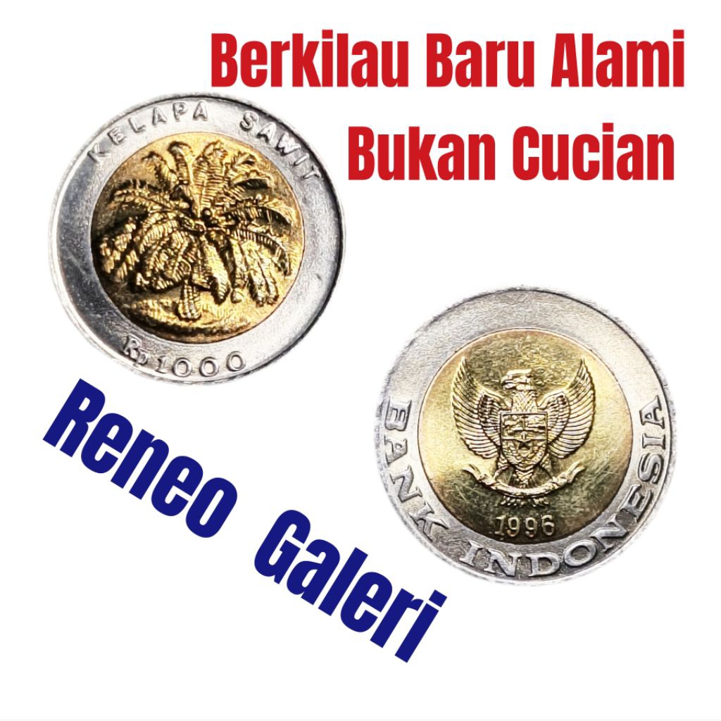 Berkilau 1000 Rupiah Kelapa Sawit Tahun Campur Uang koin kuno logam Indonesia original asli